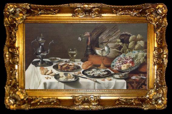 framed  Pieter Claesz Style life with turkey, ta009-2